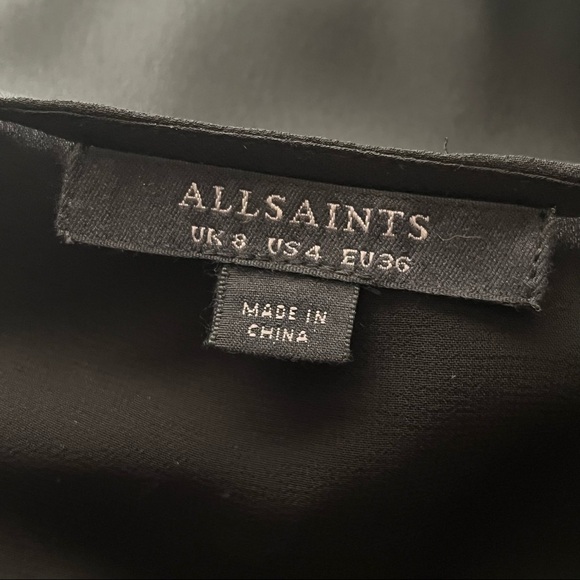 All Saints Women's Black Anika Dress Wrap Style Above Knee Evening - Picture 10 of 10